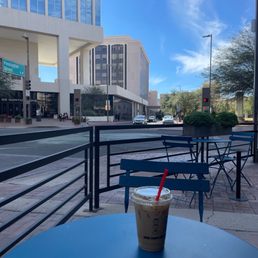 a cup of coffee on a table
