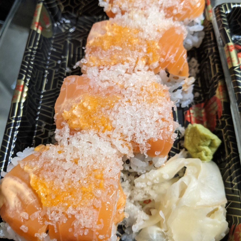 Rainbow Sushi - Salmon lover roll. Where's the spice? - Sushi Bars Near Me - Germantown, Maryland Rainbow Sushi - Salmon lover roll. Where's the spice? - Sushi Bars Near Me - Germantown, Maryland