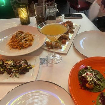 Carnivale Chicago - Our entire spread (the cotton candy martini was fantastic!) - Latin American Near Me - Chicago, Illinois
