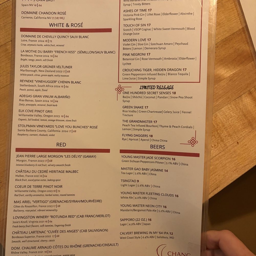 Chang Chang - Cocktail menu - Chinese Near Me - Washington, DC, District of Columbia