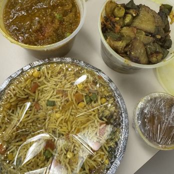 Indian Grill - takeout veg biryani, Baingan Bharta, Bhindi Masala, and achaar - Indian Near Me - San Leandro, California