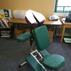 K Curtis Massage - I also provide on sight chair massage. This picture was taken in a Elementary school Principal's office for teacher appreciation day.