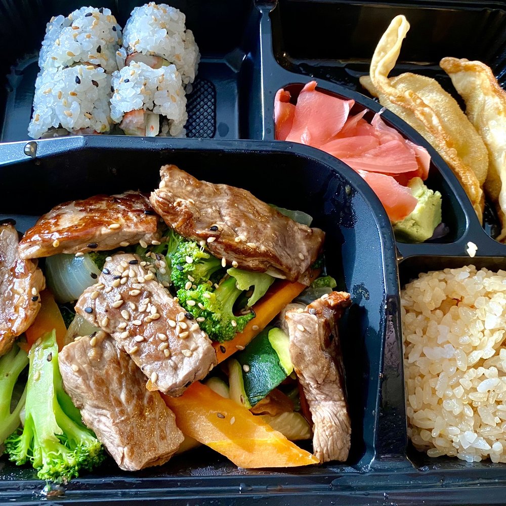 Steak Bento Box. Meat was very tender. Soft as butter. The to-go container was so cute. It was also in the shape of a bento box. Steak Bento Box. Meat was very tender. Soft as butter. The to-go container was so cute. It was also in the shape of a bento box.