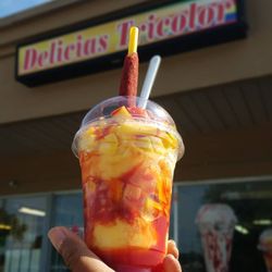 Delicious Tricolor - Mangonada mango ice cream with Mango pieces Chile and chamoy