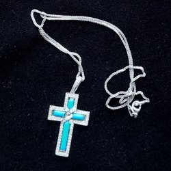 Turquoise and diamonds cross