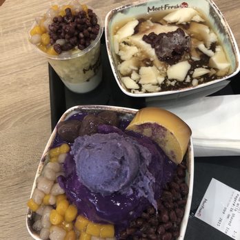 Meet Fresh - Ube milk shaved ice, red bean tofu , passion fruit sorbet. - Bubble Tea Near Me - Westminster, California Meet Fresh - Ube milk shaved ice, red bean tofu , passion fruit sorbet. - Bubble Tea Near Me - Westminster, California