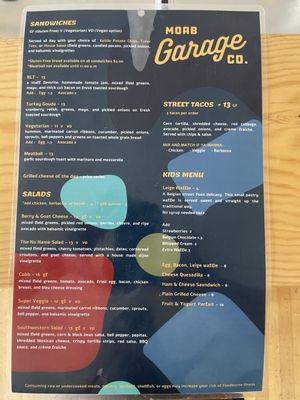 Menu photo 5 Moab Garage Co. Moab, UT