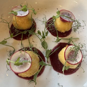 Caña  - Goat cheese croquettes that paired beautifully with the berry compote. - Puerto Rican Near Me - Carolina, Puerto Rico