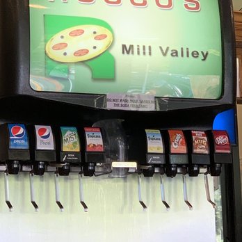 Rocco's Pizza - Soda machine with a questionable sign asking people to not wash their hands in the soda machine? - Italian Near Me - Mill Valley, California