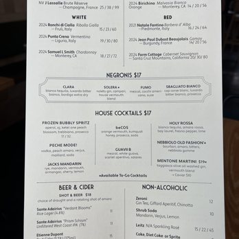 Mentone - Dinner menu drinks - Italian Near Me - Aptos, California