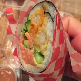 KimBob-Rex - Open fisted a Batman burrito: a couple of shrimp tempuras and i think spicy tuna, etc. - Sushi Bars Near Me - Glendale, California KimBob-Rex - Open fisted a Batman burrito: a couple of shrimp tempuras and i think spicy tuna, etc. - Sushi Bars Near Me - Glendale, California
