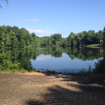 The Bog Garden - From the Beginning of Benjamin Park - looking across Starmount Farms Lake toward the Bog Garden. - Parks Near Me - Greensboro, North Carolina