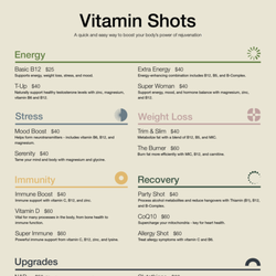 Pure Vitality Rejuvenation Center - Browse our Manu of convenient Vitamin Shots