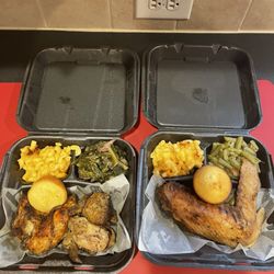 D’lish Restaurant And Catering - Baked chicken, Turkey Wings, Green Beans, Collards, Mac n Cheese.