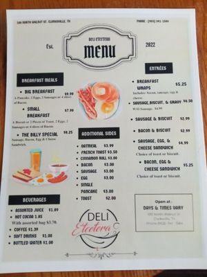 Menu photo 1 Deli Etcetera Clarksville, TX
