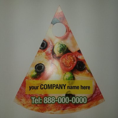 Door Hangers - Door Hangers are one of the most unique marketing tools. They most usually hang on doorknobs and are impossible to miss sight of when opening a door. They are an efficient and perfect way to advertise directly to customers. They avoid being categorized as junk mail and are also incredibly cost effective to print and distribute. What better way can one advertise? Restaurants and eateries are the most common institutions to advertise through Door Hangers. They distribute their Door Hangers along stores, businesses, or other spots that are frequently visited by people. Door hangers are not limited to only being hanged on doorknobs. Their circular holes make them convenient to hang just about anywhere. It is important when choosing which printing company prints your Door Hangers. It would be best to have customers be able to distinguish your memorable Door Hangers from the rest. Color depot can help you print high quality Door Hangers so your business can show and maintain a professional impression, different from the rest.
Please note: the options described below are what are being offered in Color Depot instant quote tool. These options are the most commonly used, but definitely not the only ones we offer. If you don’t see what you need, Please feel free to Contact Us. It will be our pleasure to email you a quote on your custom job.
We also offer Pizza Shaped Door Hangers which is used by restaurants who serve Pizza. Imagine hanging pizza shape advertising on your customers\doors. It will instantly catch their eye and let them know who you are. Hanging pizza shape Size 4.25 x 11, 5.5 x 17. Door Hangers - Door Hangers are one of the most unique marketing tools. They most usually hang on doorknobs and are impossible to miss sight of when opening a door. They are an efficient and perfect way to advertise directly to customers. They avoid being categorized as junk mail and are also incredibly cost effective to print and distribute. What better way can one advertise? Restaurants and eateries are the most common institutions to advertise through Door Hangers. They distribute their Door Hangers along stores, businesses, or other spots that are frequently visited by people. Door hangers are not limited to only being hanged on doorknobs. Their circular holes make them convenient to hang just about anywhere. It is important when choosing which printing company prints your Door Hangers. It would be best to have customers be able to distinguish your memorable Door Hangers from the rest. Color depot can help you print high quality Door Hangers so your business can show and maintain a professional impression, different from the rest.
Please note: the options described below are what are being offered in Color Depot instant quote tool. These options are the most commonly used, but definitely not the only ones we offer. If you don’t see what you need, Please feel free to Contact Us. It will be our pleasure to email you a quote on your custom job.
We also offer Pizza Shaped Door Hangers which is used by restaurants who serve Pizza. Imagine hanging pizza shape advertising on your customers\doors. It will instantly catch their eye and let them know who you are. Hanging pizza shape Size 4.25 x 11, 5.5 x 17.