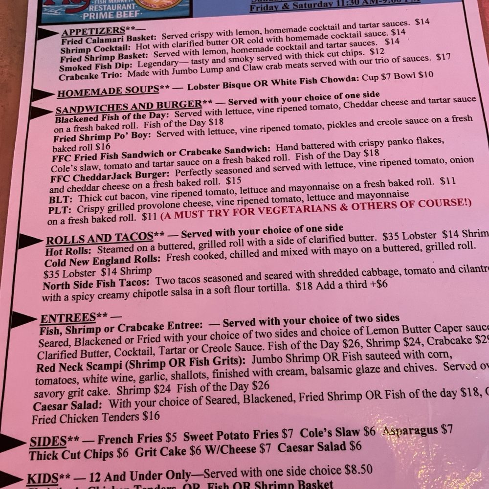 Menu, not their usual!