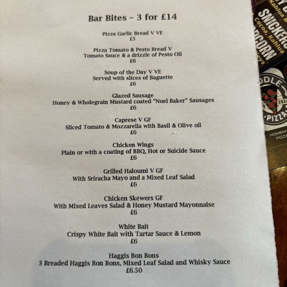 The Saddle Inn - Bar Bites menu - Hotels Near Me - Chester, CHW