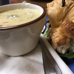 Their broccoli cheese soup is soooo good! Here it is next to their pecan chicken salad sandwich. Their broccoli cheese soup is soooo good! Here it is next to their pecan chicken salad sandwich.