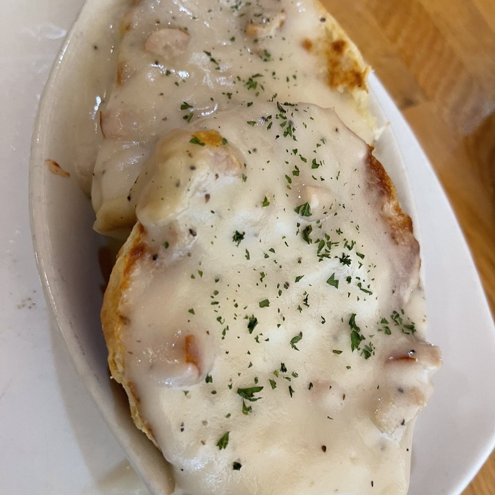 Brunchies - Biscuit & Sausage Gravy (not enough gravy for the dense biscuit) - Breakfast & Brunch Near Me - Tampa, Florida Brunchies - Biscuit & Sausage Gravy (not enough gravy for the dense biscuit) - Breakfast & Brunch Near Me - Tampa, Florida