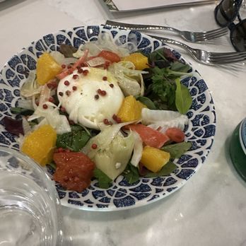 Grapefruit Basil Restaurant - Burrata bruschetta with grapefruit and pomegranate - New American Near Me - Indian Wells, California