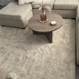 This rug was so flat before & now looks amazing! The couch is 3 shades lighter.