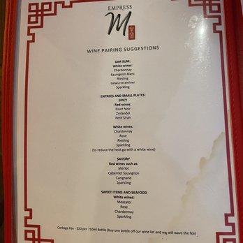 Empress M - Menu - July 2022 - Dim Sum Near Me - Napa, California