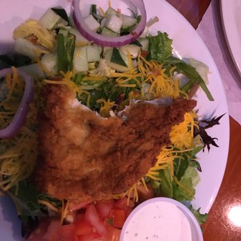 Roosters - Fried chicken salad, chicken was bigger but I pulled a piece off to try it - Chicken Wings Near Me - Georgetown, Kentucky