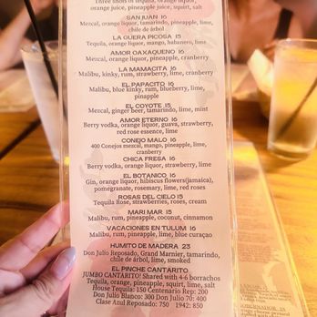 Rosa Madera - Drink menu - Mexican Near Me - Sacramento, California