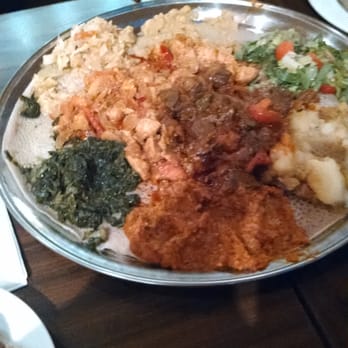 Keren Restaurant - Enjera with veggies and chicken - Ethiopian Near Me - Washington, DC, District of Columbia