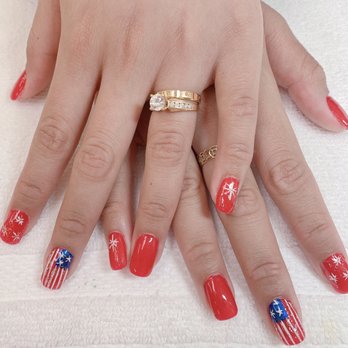 Pink & White Nails - Thank you Mrs. Diane. My beautiful nails for July 4th ready - Nail Salons Near Me - Garden Grove, California
