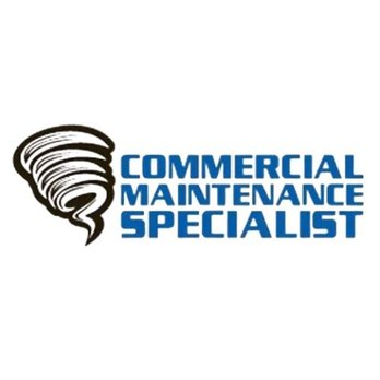 Commercial Maintenance Specialist - Commercial Maintenance Specialist logo featuring bold blue typography alongside a stylized tornado icon, symbolizing powerful... - Carpet Cleaning Near Me