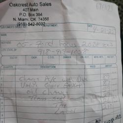 Oakcrest Auto Sales - The receipt the owner thinks I don't have.