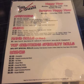Top Sushi - Happy hour menu - Sushi Bars Near Me - Houston, Texas Top Sushi - Happy hour menu - Sushi Bars Near Me - Houston, Texas