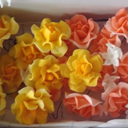 Flowers made from gum paste and food dye purchased at Jo-Ann's
