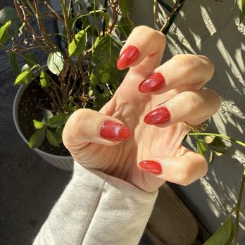 MK Nail Spa - Red cat eye builder gel - Nail Salons Near Me - Morgan Hill, California