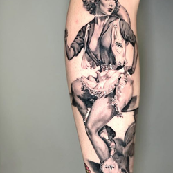 Third Eye Tattoo - Cowgirl pin up by @marshall_3rdeye