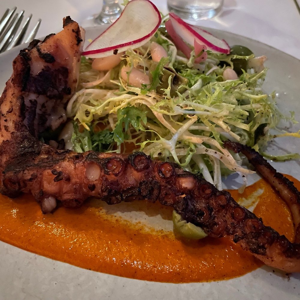 Copperhill - Grilled octopus, white bean, romesco, olive - New American Near Me - Williston Park, New York Copperhill - Grilled octopus, white bean, romesco, olive - New American Near Me - Williston Park, New York