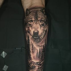 Kustom Kulture Tattoo Studio - Detailed wildlife realism by Nacho. Large-scale black & grey tattoo work at Kustom Kulture Tattoo Studio in Reseda, CA.