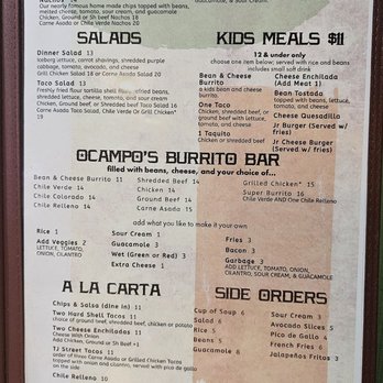 Ocampo's Restaurant - 2025 menu page 2 - Mexican Near Me - Yucaipa, California