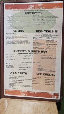 Menu photo 4 Ocampo's Restaurant Yucaipa, CA