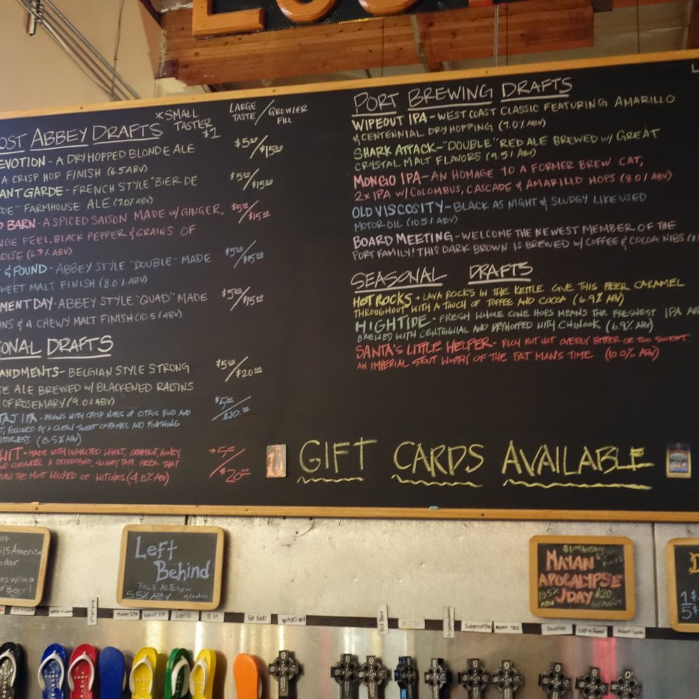 The Lost Abbey - Winter Tasting Menu with growler fill prices. - Breweries Near Me - Vista, California The Lost Abbey - Winter Tasting Menu with growler fill prices. - Breweries Near Me - Vista, California