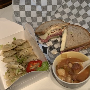 George's Sausage & Delicatessen - Pierogi (sauerkraut and mushroom) + Corned beef sandwich on rye + cabbage soup - Delis Near Me - Seattle, Washington George's Sausage & Delicatessen - Pierogi (sauerkraut and mushroom) + Corned beef sandwich on rye + cabbage soup - Delis Near Me - Seattle, Washington