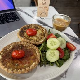 Quiche Florentine, Oat Milk Cortado. 2/5 stars on both. Quiche Florentine, Oat Milk Cortado. 2/5 stars on both.