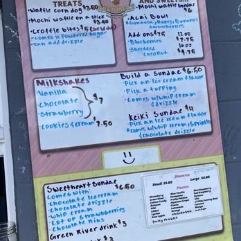 Sunbeams Creamery - Menu posted on the right side of their store front/ window - Desserts Near Me - Wahiawa, Hawaii