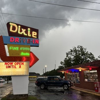 The Dixie Drive In - Exterior shot of sign & building - Burgers Near Me - Greenwood, South Carolina