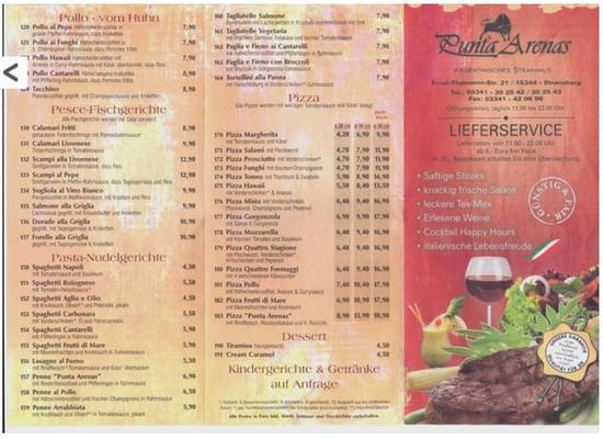 Menu photo 3 Punta Arenas Strausberg, BB