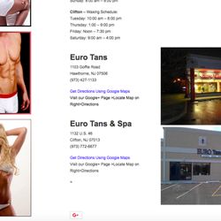 Euro Tans & Spa - Clifton - Euro Tans & Spa does not list waxing hours for both locations.