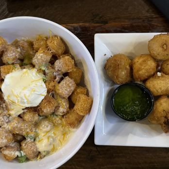 Burg and Barrel - Totchos & goat cheese balls. - Burgers Near Me - Overland Park, Kansas Burg and Barrel - Totchos & goat cheese balls. - Burgers Near Me - Overland Park, Kansas