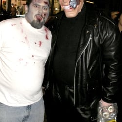 Hollywood Boulevard Sidewalk Characters - Brandon D. with one of the "impersonators," during the zombie walk. He asked for a pic of us first